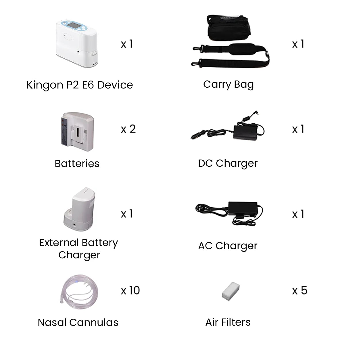 Kingon P2 E6 portable oxygen concentrator ultimate package labelled. Shop now at Zone Medical.