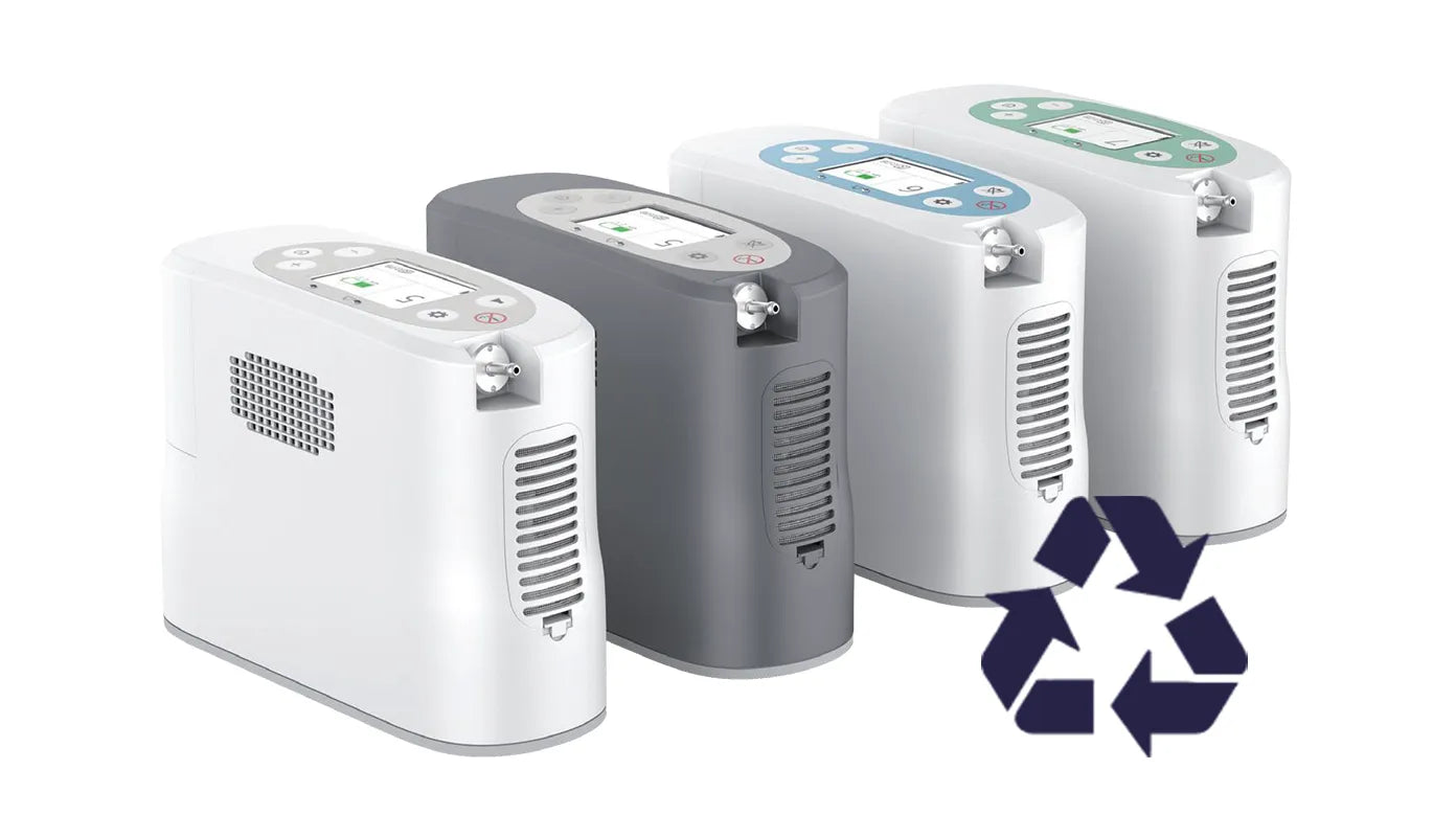Kingon P2, P2-E, P2-E6, P2-E7 portable oxygen concentrators in a line. Shop now at Kingon Australia.