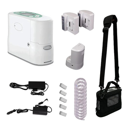 Kingon P2 E7 portable oxygen concentrator kit contents. Shop now at Zone Medical.