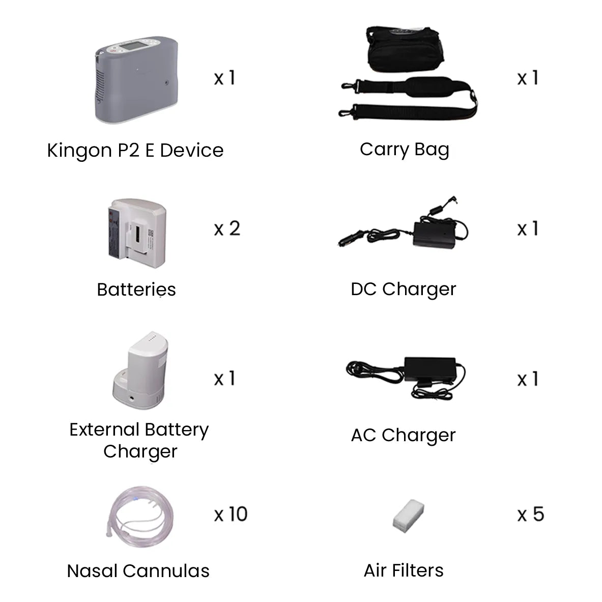 Kingon P2 E portable oxygen concentrator ultimate package labelled. Shop now at Zone Medical.