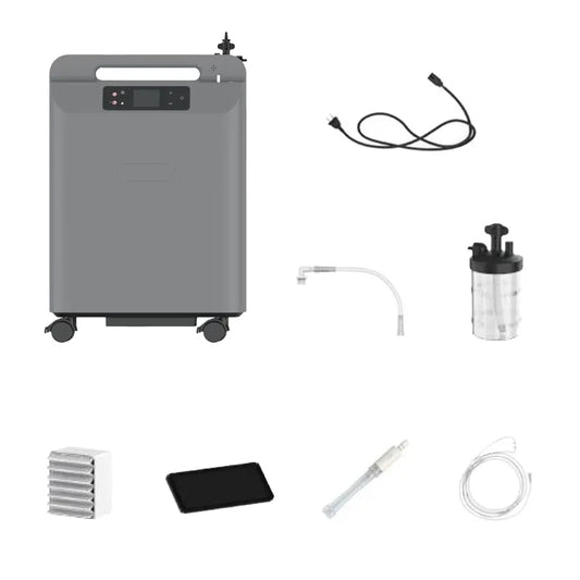 The Kingon P2 O5E Stationary 5 Litre Oxygen Concentrator kit contents. Shop now at Kingon.
