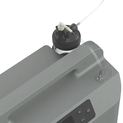 The Kingon P2 O5E Stationary 5 Litre Oxygen Concentrator top view with humidifier bottle. Shop now at Kingon.