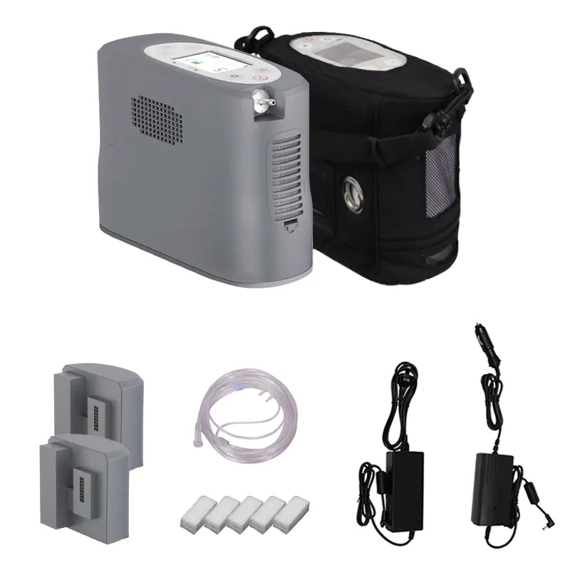 Kingon P2-E portable oxygen concentrator kit contents. Shop now at Kingon Australia.